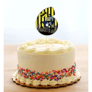 Изображение товара - Топпер-цифра (от 0 до 10см цифра) вырубка “Бетмен. Желтая полоска“ (1шт)- 6