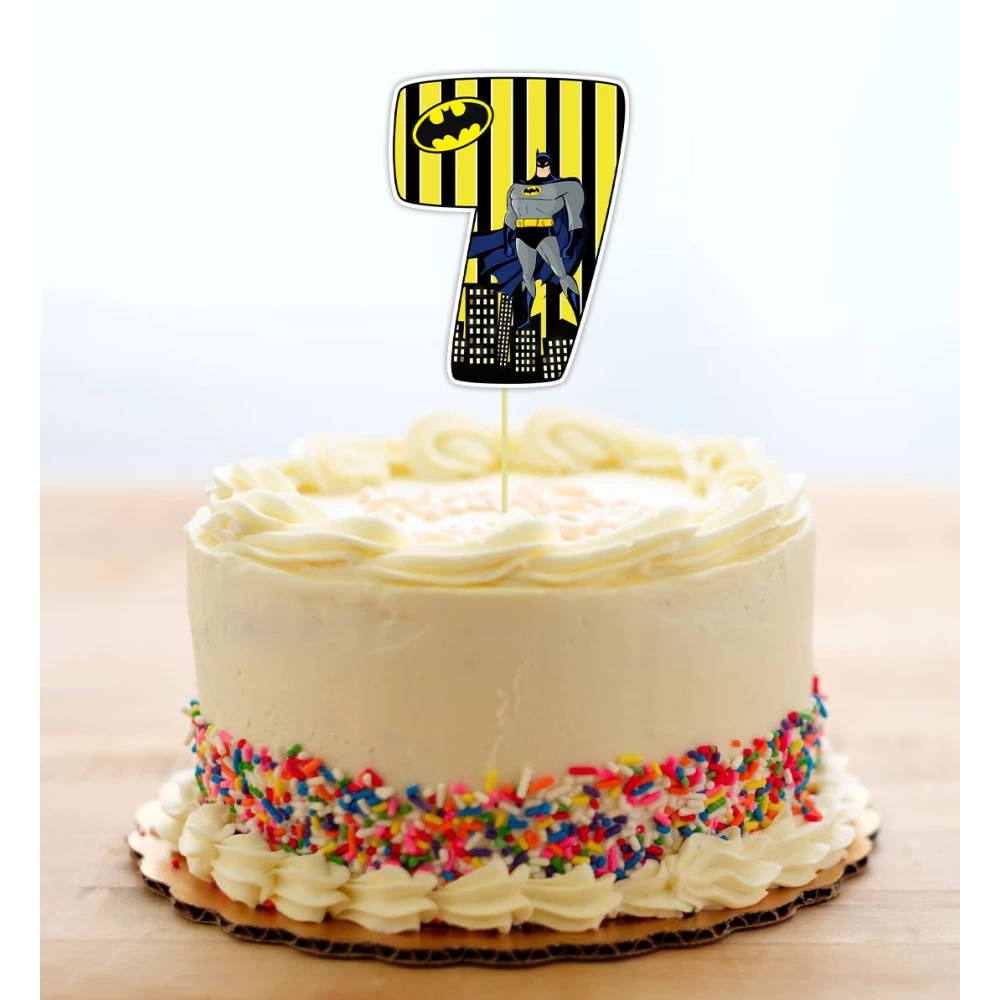 Топпер-цифра (от 0 до 10см цифра) вырубка “Бетмен. Желтая полоска“ (1шт)- 7