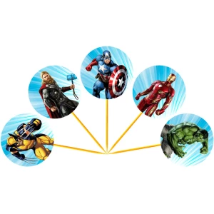 Изображение товара -  Топперы для кексов Супергерои Марвел, маффинов, капкейков (10 шт)-