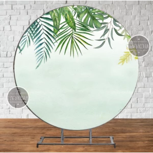 Изображение товара - Круглый Баннер 2х2м “Листья сафари / тропики“ - Фотозона (виниловый) для Дня Рождения -
