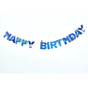 Изображение товара - Гирлянда HAPPY BIRTHDAY в стиле “Космос“ (разноцветные) до 4,5-х метров Синий