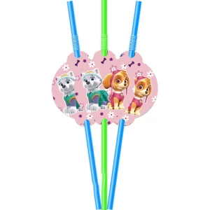 Изображение товара - Трубочки “Щенячий патруль“ (розовый) цветы с гофрой (10 шт.) малотиражное издание-