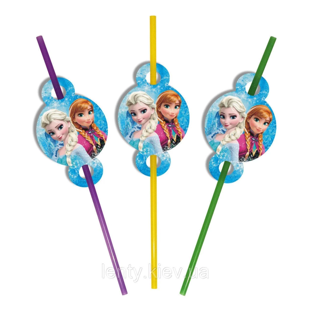 Коктейльные трубочки “Холодное сердце“ Анна Эльза с гофрой (8 шт./уп.)