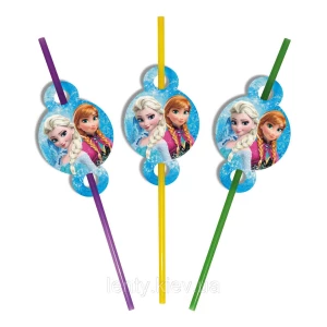 Изображение товара -  Коктейльные трубочки “Холодное сердце“ Анна Эльза с гофрой (8 шт./уп.)