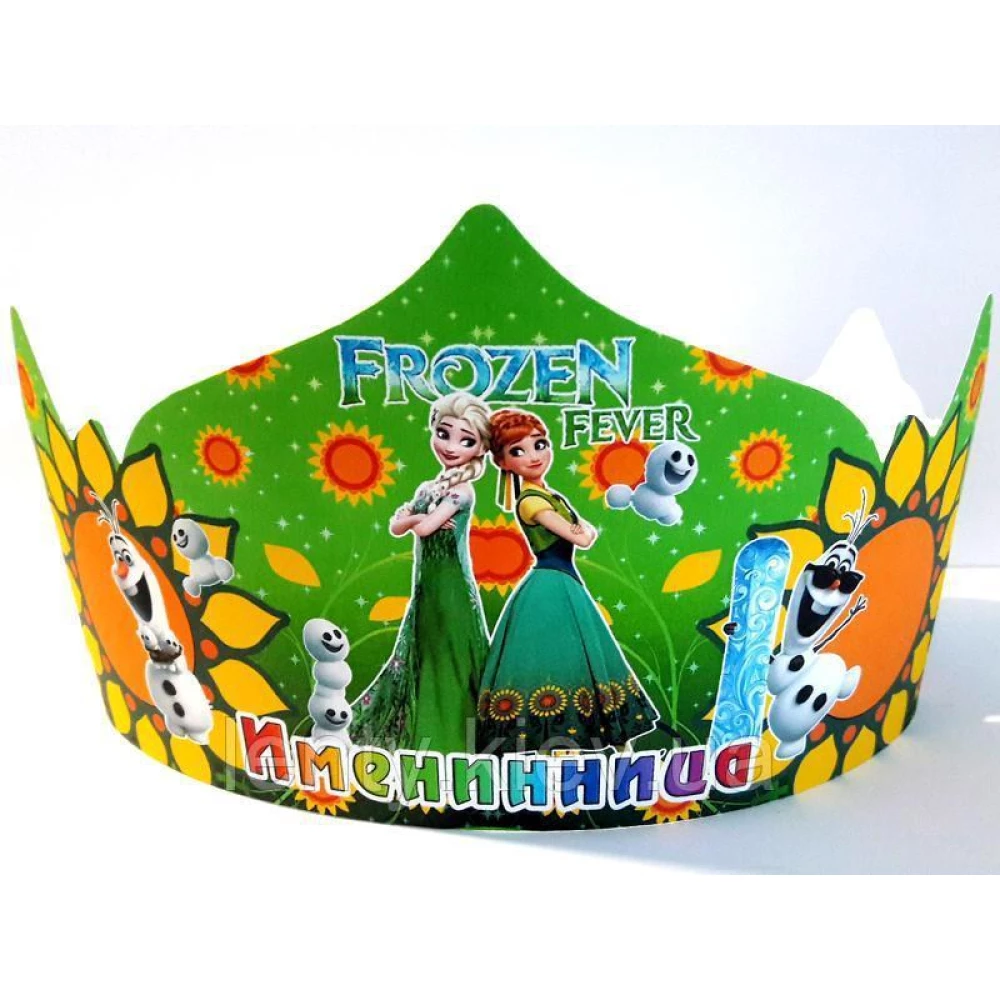 Корона картонная  “Холодное сердце“ салатовый тематические на детский День рождения - Украинский