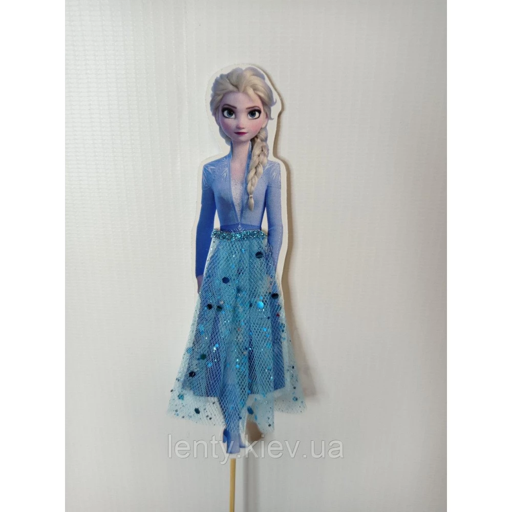 Большой Топпер в торт “Принцессы Эльза“ Холодное сердце односторонний, ручная работа КАРТОН 15 см-