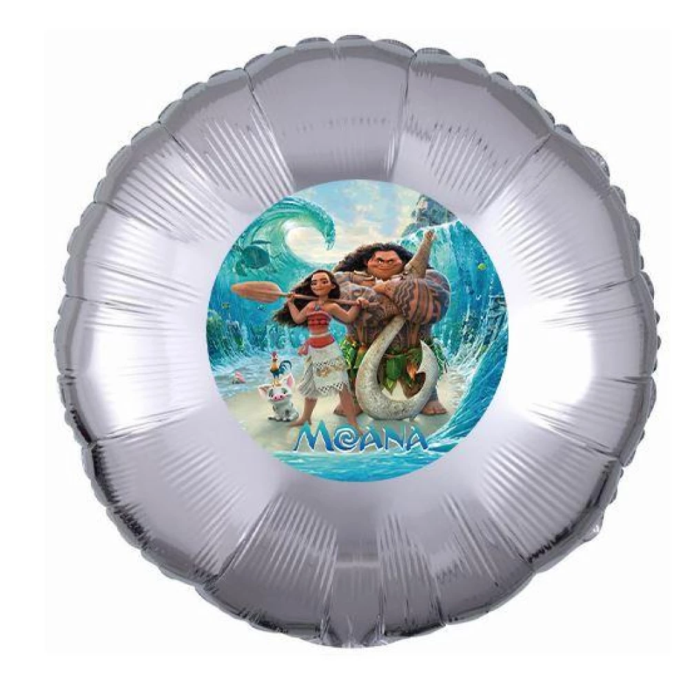 Наклейка “Моана круглая“ размером 12см (поштучно, без шара) на шар 18“