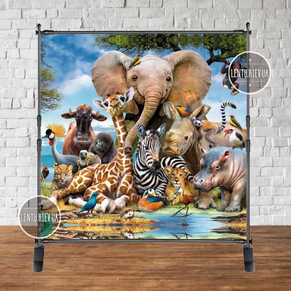 Баннер 2х2м Сафари/Тропики - Фотозона (виниловый) на день рождения (без каркаса)