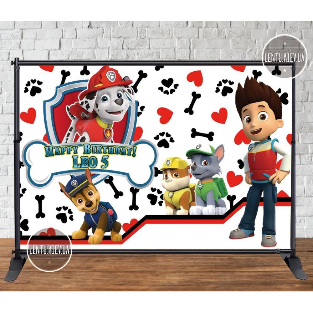 Баннер 3х2м “Щенячий Патруль“ - Фотозона (виниловый) на День рождения - Индивидуальная надпись
