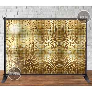 Изображение товара - Баннер 3х2м, Золотая пайетка (фото-иммитация) - Фотозона (виниловый) на день рождения (без каркаса) -