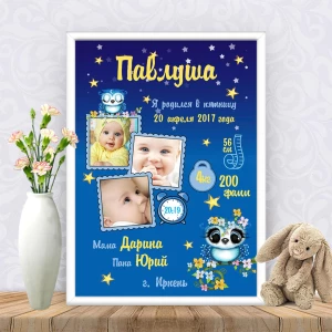 Изображение товара -  Метрика “Метрика синяя с фотографиями“ А3