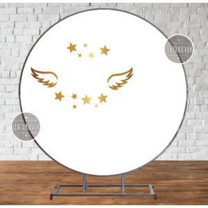 Изображение товара - Круглый Баннер 2х2м крещение, золотые крылья, звзеды - Фотозона (виниловый)