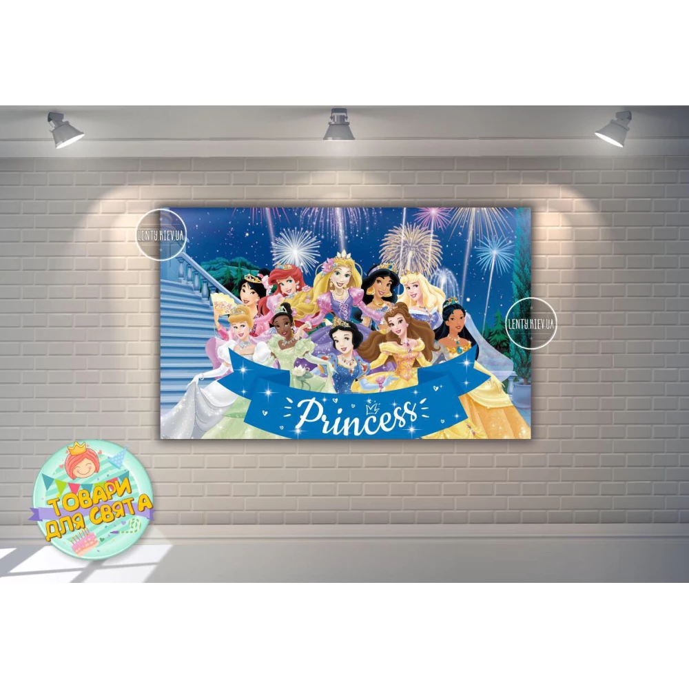 Плакат “Принцессы Диснея“ Салют 120х75 см, на детский День рождения -