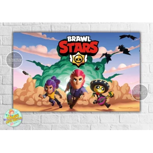 Изображение товара - Плакат “Бравл Старс - взрыв в пустыне“ 120х75 см на детский День рождения -