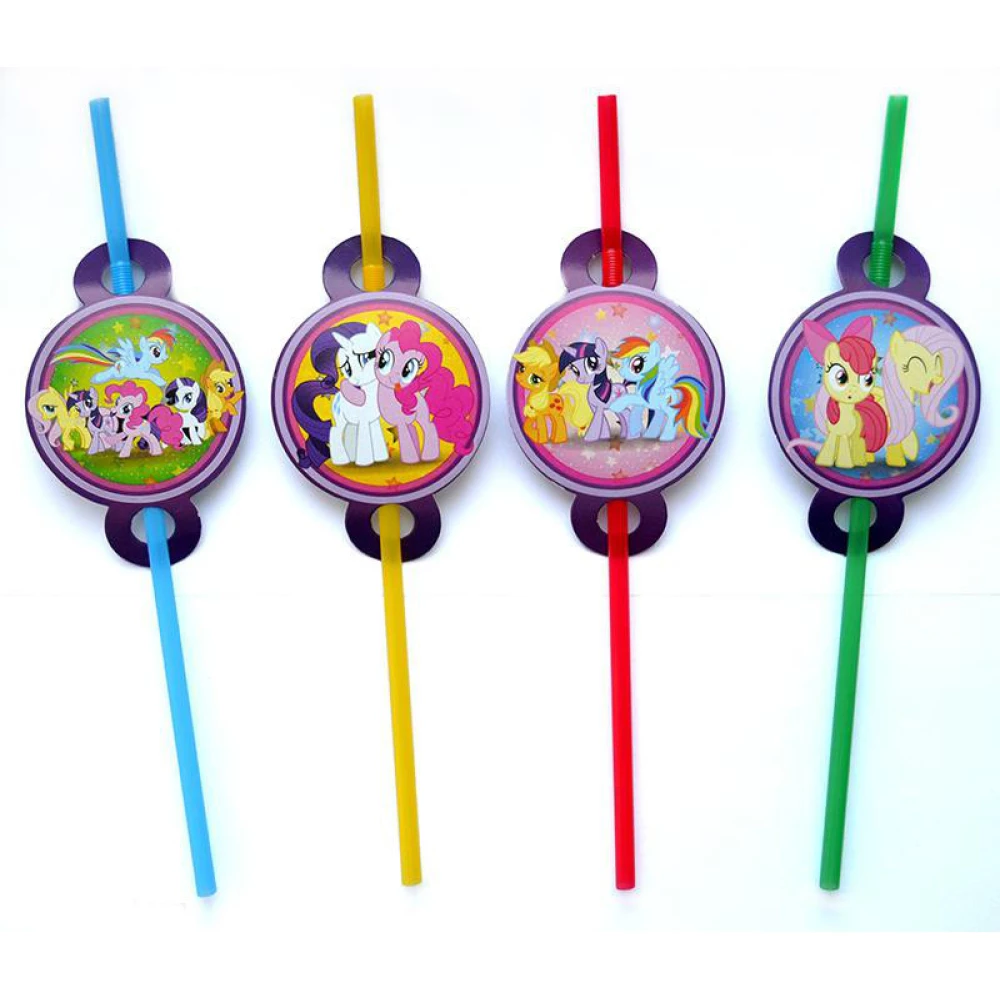 Набір Коктейльні трубочки з гофрою (8 шт/уп.)- Маленькі Поні (преміум), Різні кольори