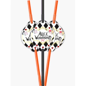 Зображення товара - Коктейльні трубочки “Аліса в країні чудес“ карти з гофрою (10 шт/уп.) малотиражне видання-