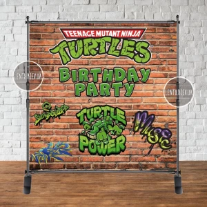 Изображение товара - Баннер 2х2м “Черепашки Ниндзя. Кирпичная стена“ - Фотозона (виниловый) на день рождения -
