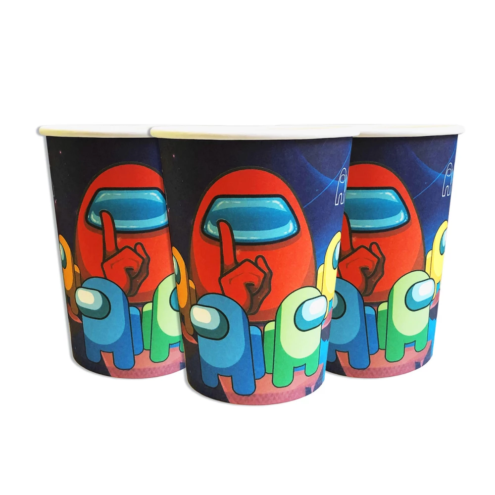 Стаканчики (набор 10шт.250мл) в стиле “Амонг Ас“ бумажные одноразовые (детский День рождения)-