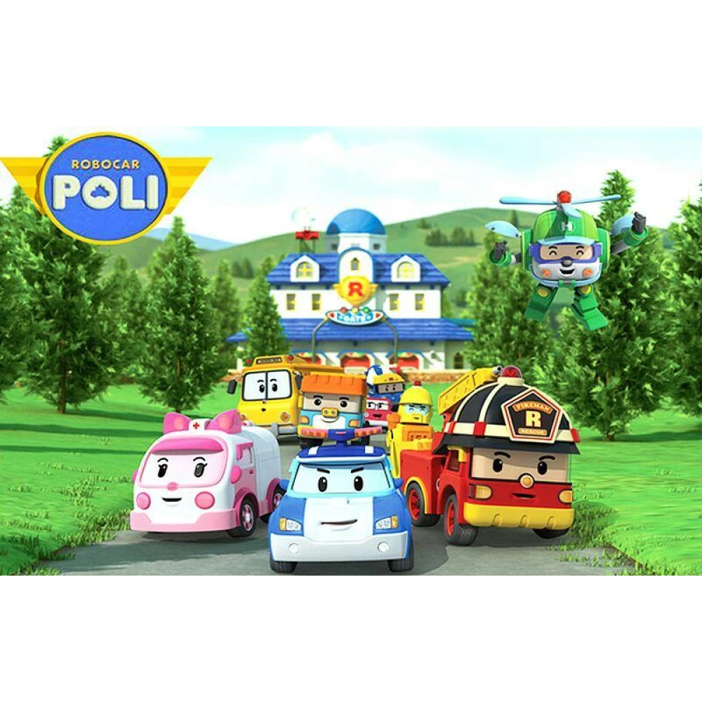 Вафельная картинка на круглый торт “Робокар Поли / Полли / Robocar Poli“ А4- На прямоугольный торт (1 эл.)