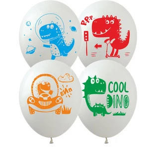 Изображение товара -  Шары латексные Динозаврики на белом фоне 12“(30см), (Поштучно)
