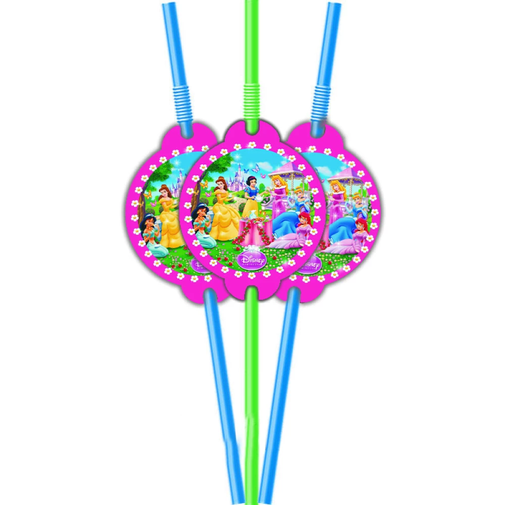 Коктейльные трубочки с гофрой (10 шт./уп.) Набор Разные цвета, Принцессы Дисней