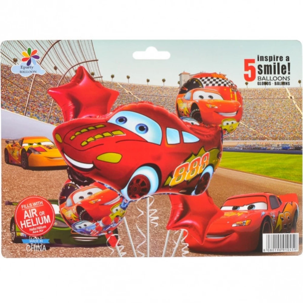 Готовий Набір кульок “Тачки Маквін“ червоний. в пакованні: 5-ть шт