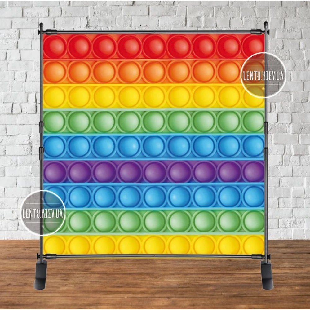 Баннер 2х2м, “Поп ит / Pop it“ - Фотозона (виниловый) на день рождения - Без дополнительной надписи