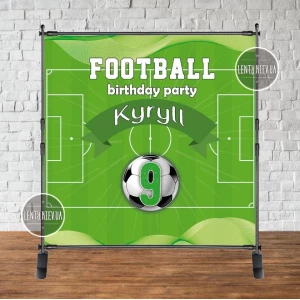 Изображение товара -  Баннер “Футбол / Football Party“ 2х2м с люверсами. Фотозона (виниловый) имя - Индивид. надпись