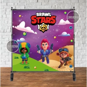 Изображение товара - Баннер 2х2м “Бравл Старс. Звездное небо“ - Фотозона (виниловый) (каркас отдельно) -