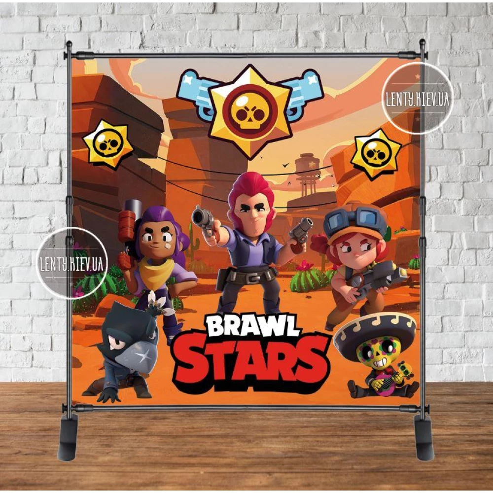Баннер 2х2м “Бравл Старс“ оранжевый - Фотозона (виниловый) -