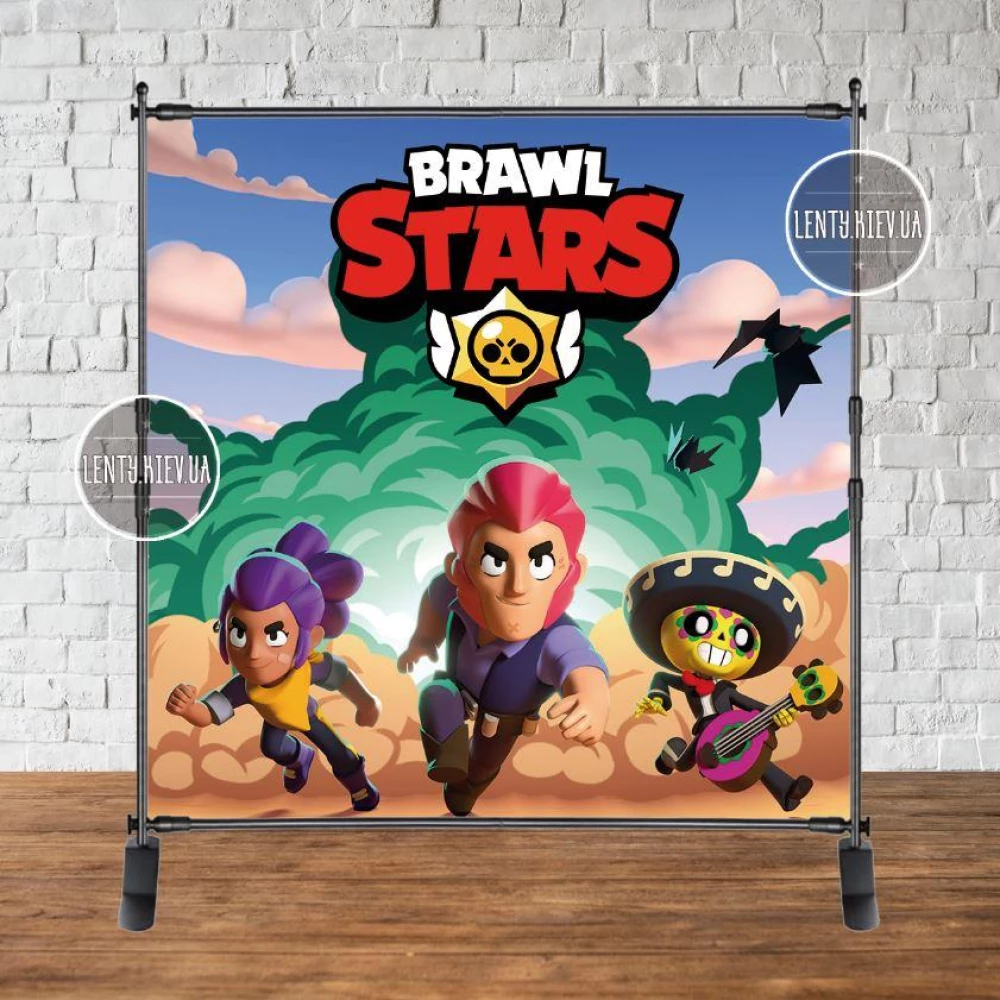 Баннер 2х2м “Бравл Старс / Битва звезд -Пустыня“ Фотозона (виниловый)на день рождения - Без поздравительной