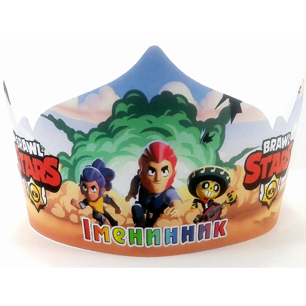 Корона картонная “Бравл Старс“ тематические на детский День рождения - Русский