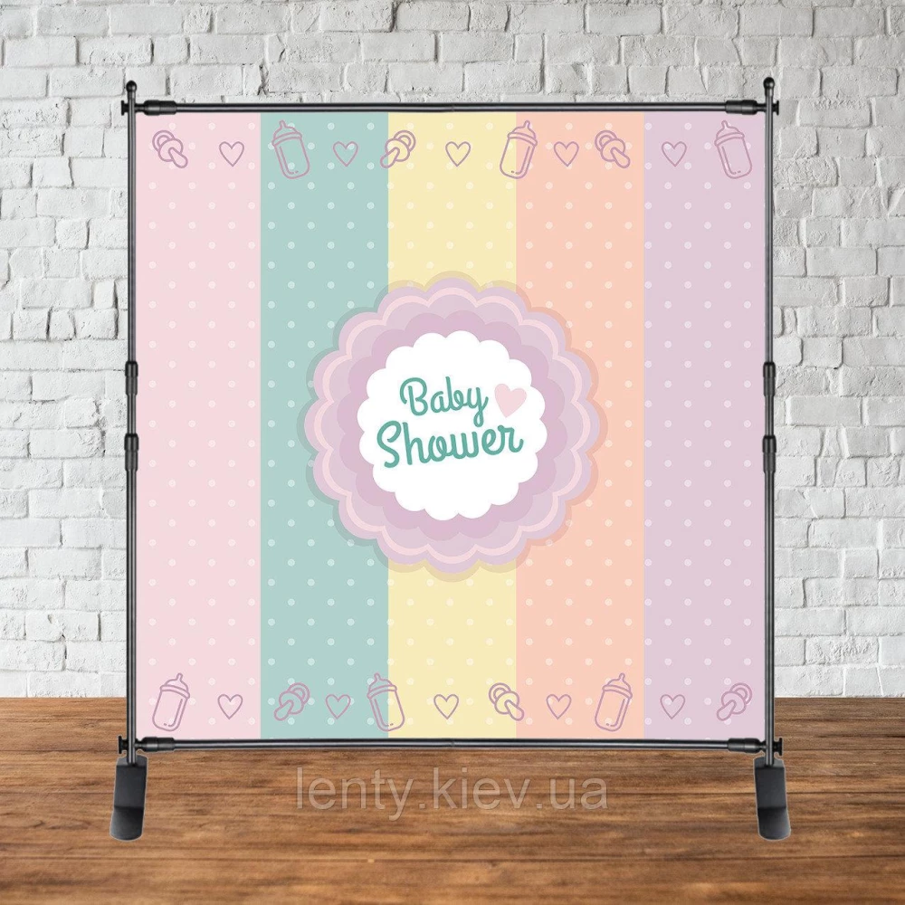 Баннер 2х2м “Baby Shower (Беби шауэр/Гендер пати)“ - Фотозона (виниловый) - Baby shower макарунс