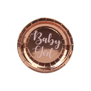 Изображение товара -  Тарелки 8 шт./уп. (18см.)в стиле “Baby Girl“ baby shower Беби Шауэр (Розовое золото)