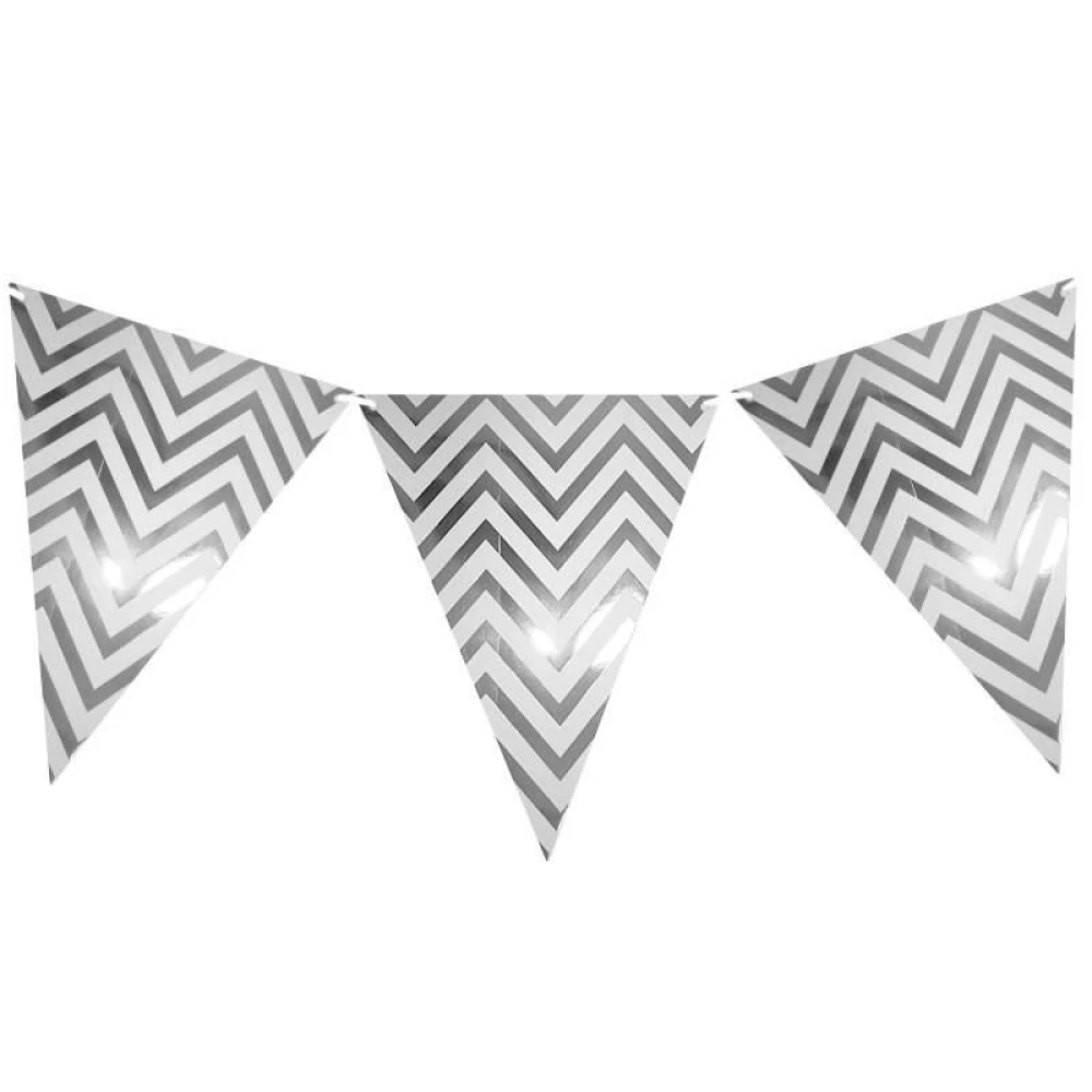Новогодняя гирлянда флажки Серебро “Зигзаг“ 2,3 м-