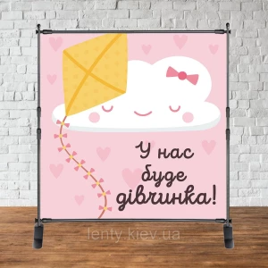 Изображение товара -  Баннер 2х2м “Baby Shower (Беби шауэр/Гендер пати)“ - Фотозона (виниловый) (Без каркаса) - Воздушный змей,