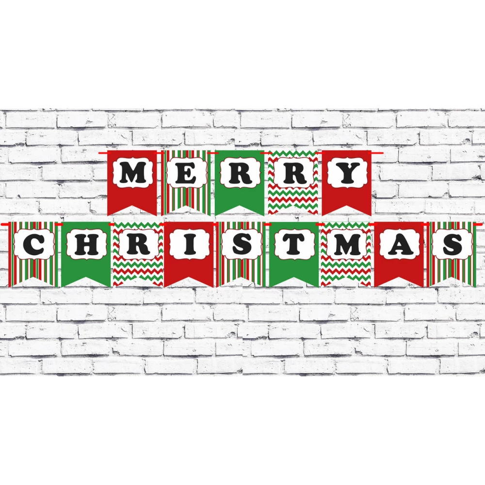 Новогодняя гирлянда “Merry Christmas“ красно-зеленый красочный стиль Английский - Merry Christmas