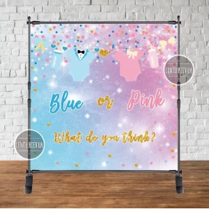 Изображение товара - Баннер 2х2м “Gender Party / Гендер Пати“ с люверсами. Фотозона (виниловый) на гендерную вечеринку -