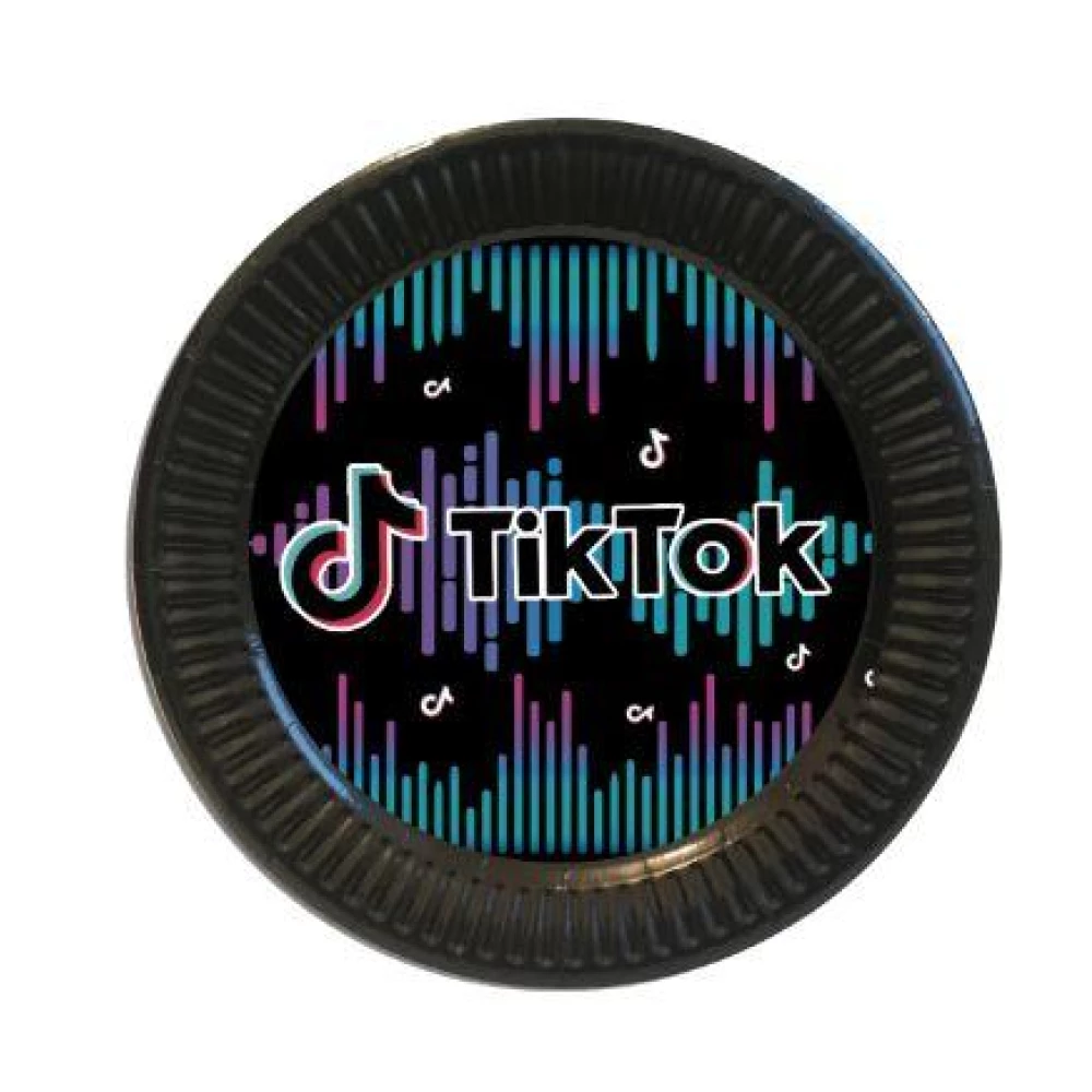 Тарелки (18см) “Тик Ток“ черные бумажные - малотиражные тарелочки-