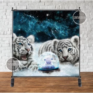 Изображение товара - Баннер Новогодний 2х2м “Тигры, символ нового года“ - Фотозона (виниловый) (каркас отдельно) -