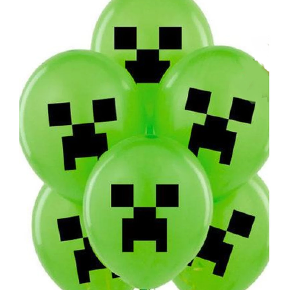 Шарики воздушные с рисунком поштучно “Майнкрафт лого“ 10“ (25см) (салатовый)
