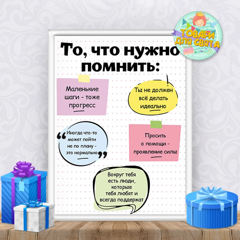 Постер мотивационный “То, что нужно помнить“ А4+рамка