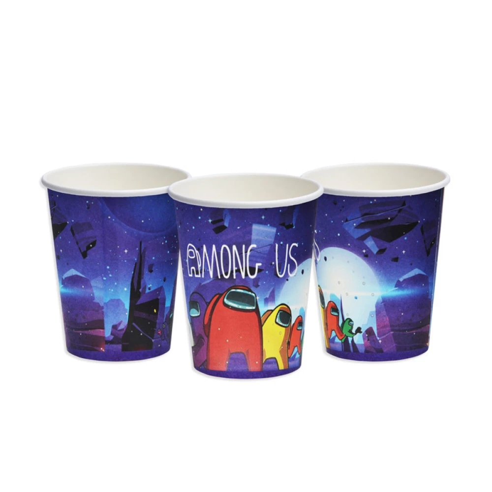 Стаканчики (набор 10шт.250мл) в стиле “Амонг Ас“ бумажные одноразовые (детский День рождения)-
