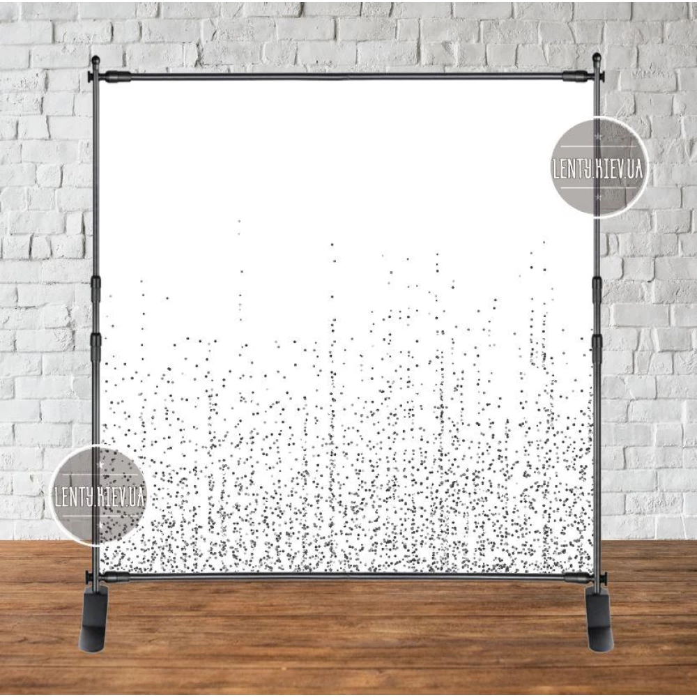 Баннер 2х2м “Белый фон. Серебро, серебряный глиттер, пайетка (фото-имитация)“ без надписи. Фотозона без каркас