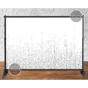 Изображение товара - Баннер 3х2м “Белый фон. Серебро / серебряный глиттер, пайетка (имитация)“ без надписи. Фотозона (без капкаса)