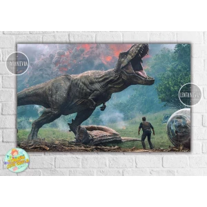 Изображение товара -  Плакат в стиле “Динозавры (Парк Юрского периода)“ 120х75 см на детский День рождения -