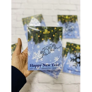 Изображение товара -  “Новогодний шар“ плоский прозрачный с надписью “Happy New Year 2023“ 10 см (Согласуйте цвет)
