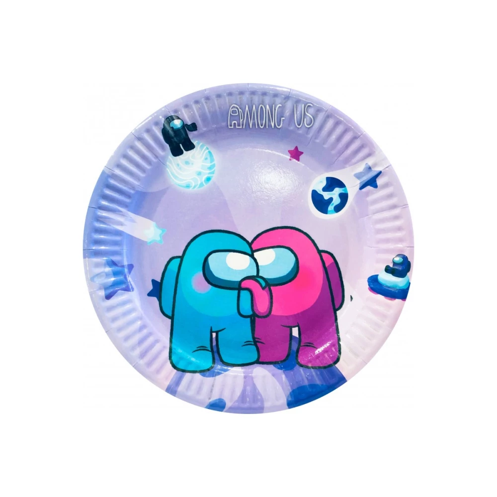 Тарелки “Амонг Ас“ 18 см Розовые бумажные тарелочки -