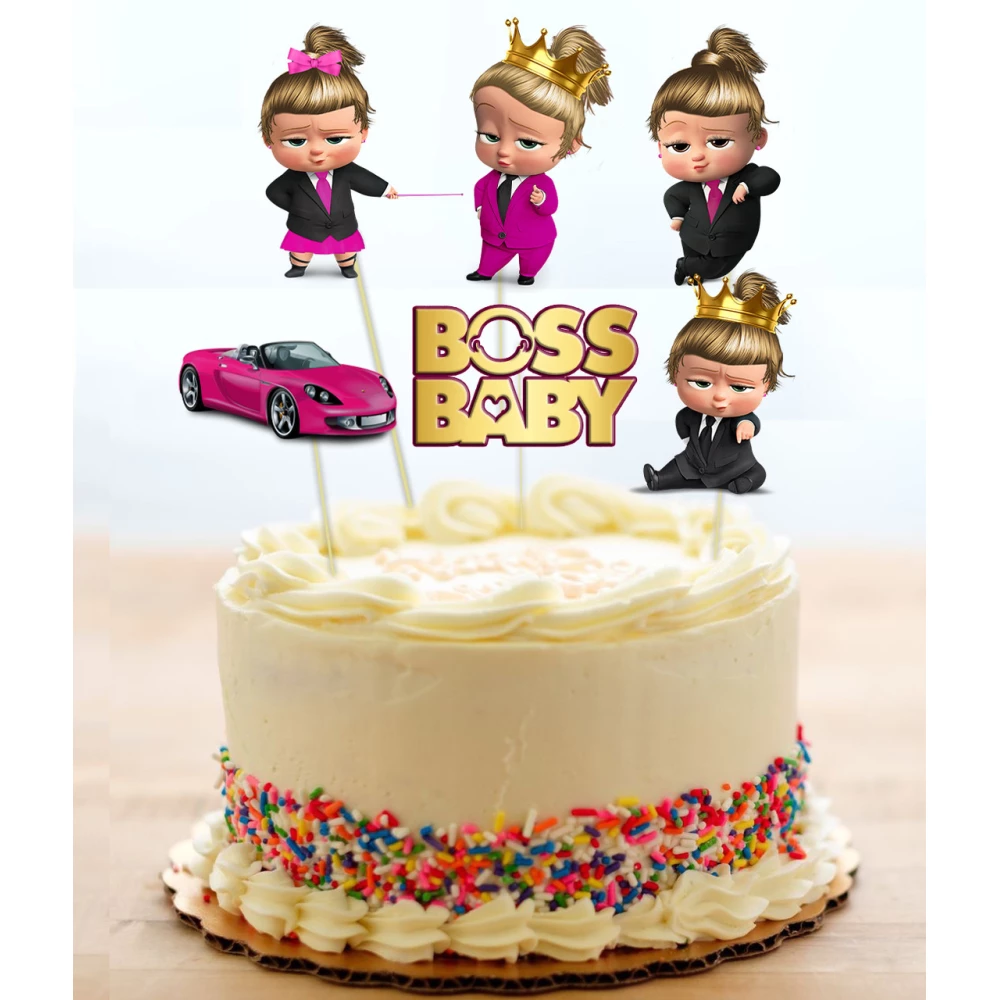 Набор “Леди Босс Молокосос девочка“ средние топперы в торт  (8 см, 6шт./уп.) вырубка (Картон)
