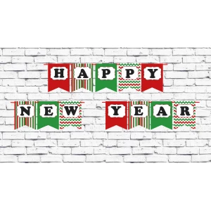 Изображение товара -  Новогодняя гирлянда “Happy New Year“ красно-зеленый красочный стиль